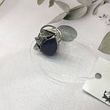 Сапфір кільце крапля 18 розмір кільце з каменем індійський натуральний сапфір в сріблі кільце з сапфіром., фото 5