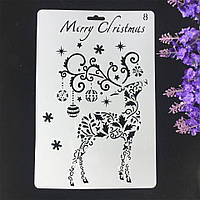 Трафарет для нового року Олень 17 на 26 см сірий
