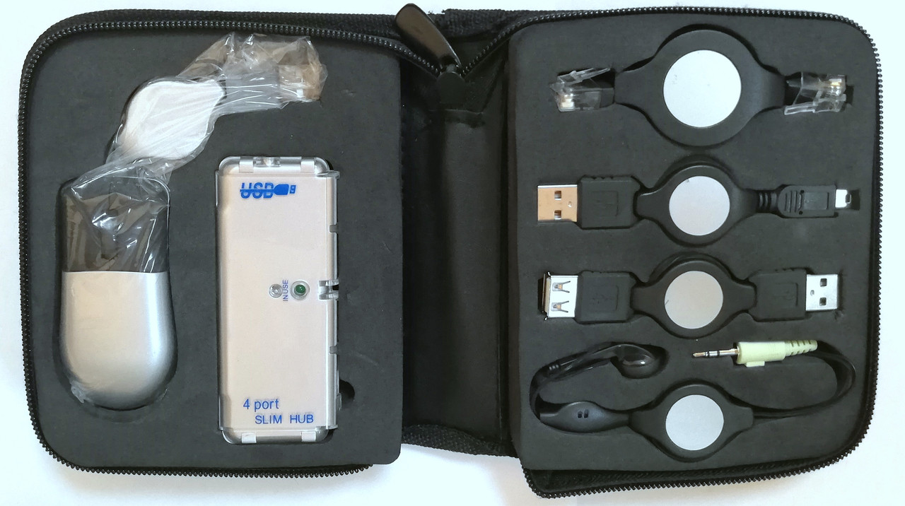 USB-KIT Набір USB кабелі, миша, хаб, перехідники для ноутбука ALUCHEMIE В чохлі