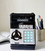 Копилка сейф детский банкомат с кодовым замком для бумажных денег и монет и звуковыми эффектами