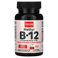 Витамин В12 со вкусом вишни, Метилкобаламин, Methyl B-12, Jarrow Formulas, 500 мкг, 100 пастилок