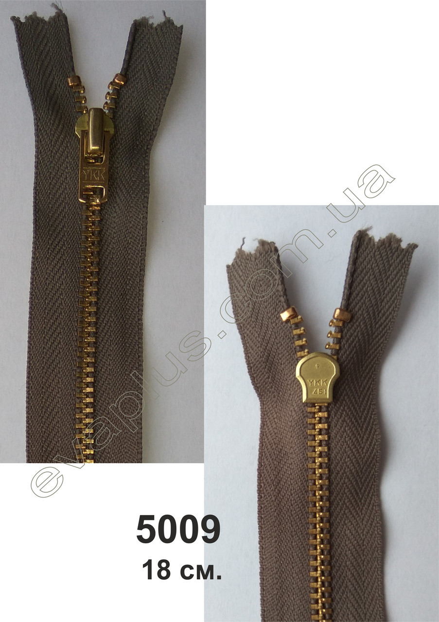 Змейка YKK джинсовая 18 см тёмно-коричневая 5009 - фото 1 - id-p1442091240