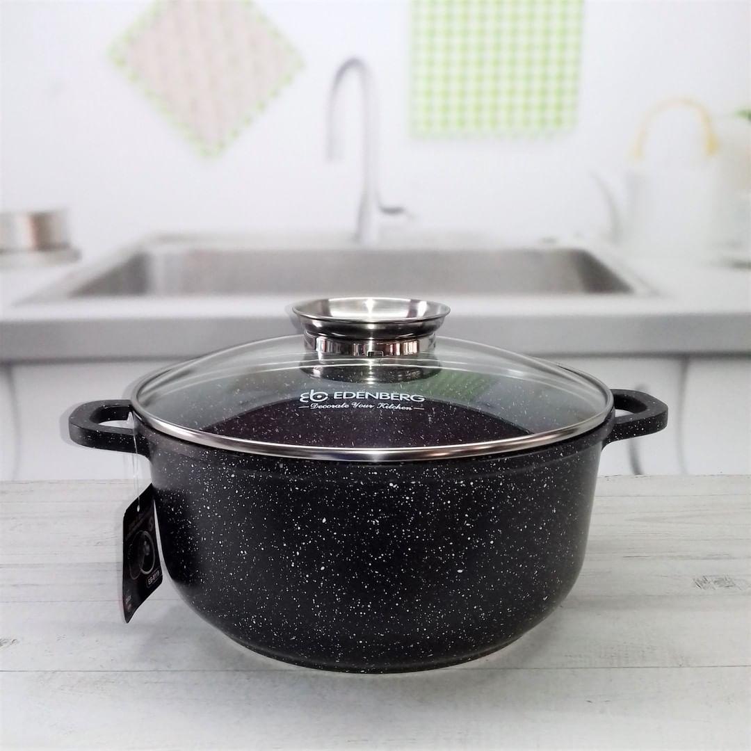 Каструля казан із мармуровим антипригарним покриттям 4.4 л-24 см Edenberg EB-8118 Казан для індукційної плити, фото 1