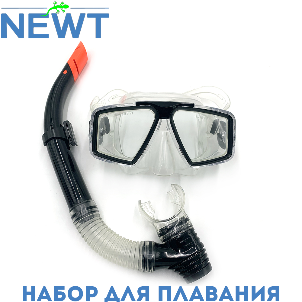 Набір для плавання маска та трубка для пірнання та дайвінгу Newt DLV, чорний