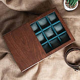Скринька для годинників і очок з дерева на 12 відділів органайзер з комбінованою кришкою, фото 5