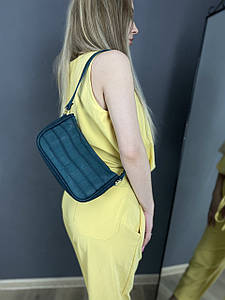 Сумка жіноча. Шкіряна сумочка "Джулс". шкіра нубук, текстура крокодил, колір Зелений