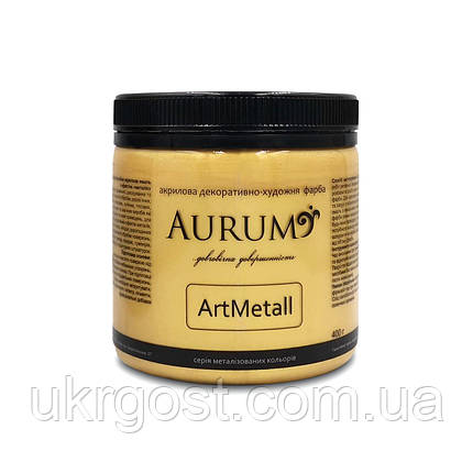 Фарба акрилова декоративно-художня Aurum ArtMetall Світле золото 400 г, фото 1