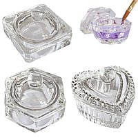 Стаканчик прозорий для мономеру (хни, фарби) скляний з кришкою