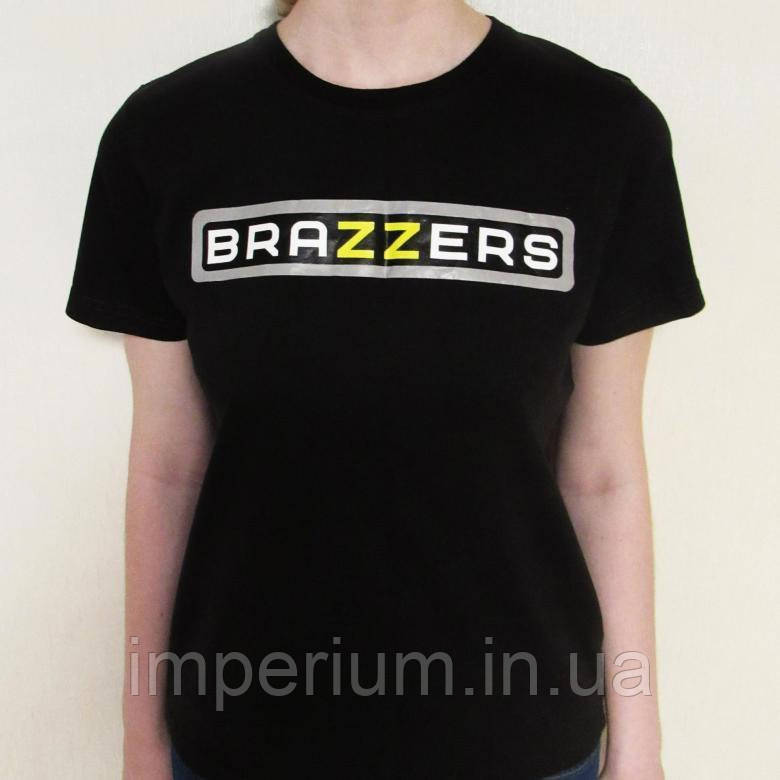 Чорна стильна футболка | логотип Brazzers