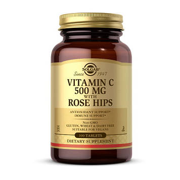 Вітамін Ц 500 мг з шипшиною Солгар / Solgar Vitamin C 500 mg with Rose Hips (100 tabs)