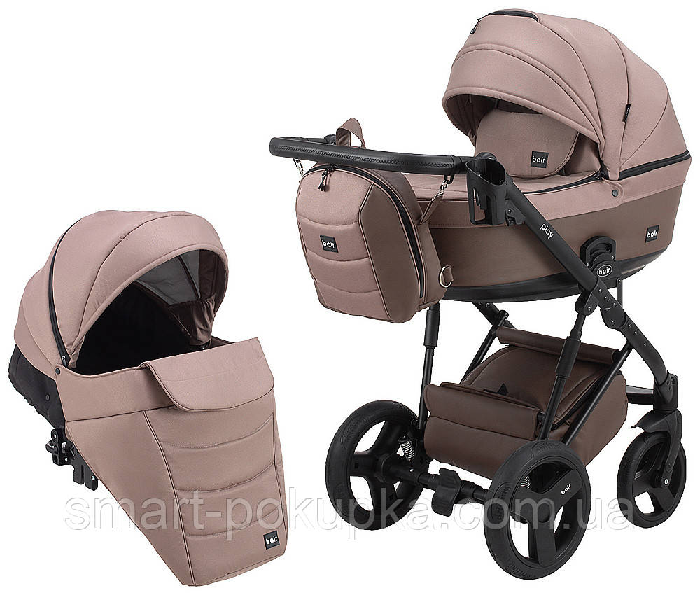 Коляска 2 в 1 Bair Play Plus Soft BPS-857 бежевый - капучино (кожа)