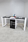 Манікюрний стіл для двох майстрів в чорно-білому кольорі М139