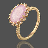 Кольцо с розовым камнем. Размер 19 медзолото, позолота, Xuping/Fallon