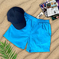 Плавки мужские из полиэстер на лето ярко голубые однотонные светло синие пляжные шорты