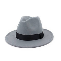Стильна фетрова капелюха Федора з стрічкою Сірий