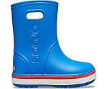 Сапоги резиновые детские дождевики Кроксы с полоской / Crocs Kids Crocband Rain Boot (205827), Голубые, фото 5