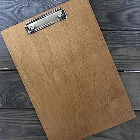 Планшет з дерева з логотипом і затискачем  для меню А4 5мм