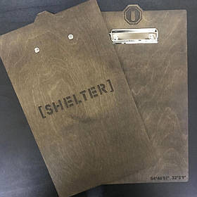 Планшет з дерева з логотипом з двох сторін під А4 37х24см 5мм