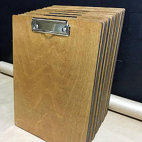 Планшет з дерева з затискачем  для меню А4 37х24см 5мм