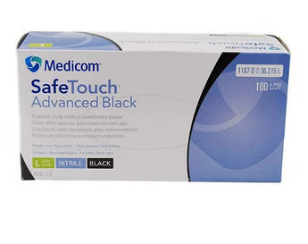 Рукавички нітрилові без пудри Medicom SafeTouch Black, (чорні,5 м) L