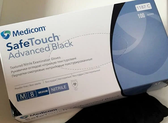 Рукавички нітрилові без пудри Medicom SafeTouch Black, (чорні,5 м) M