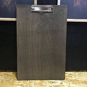 Планшет з дерева з логотипом і затискачем  для меню А4 37х24см 5мм