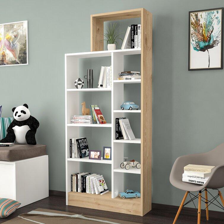 Сучасний стелаж для книг, стелаж для книг і декору, стелаж для дитячої Білий\ Дуб Сонома