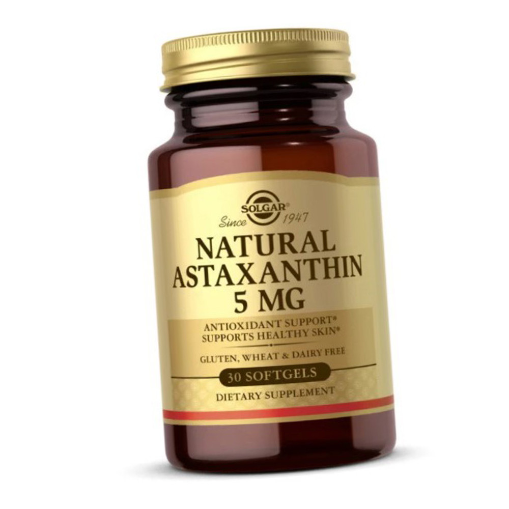 Натуральний астаксантин Солгар Solgar Natural Astaxanthin 5 мг 30 гельових капсул, фото 1