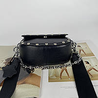Жіноча шкіряна маленька сумка з текстильним ремінцем Polina & Eiterou, фото 8