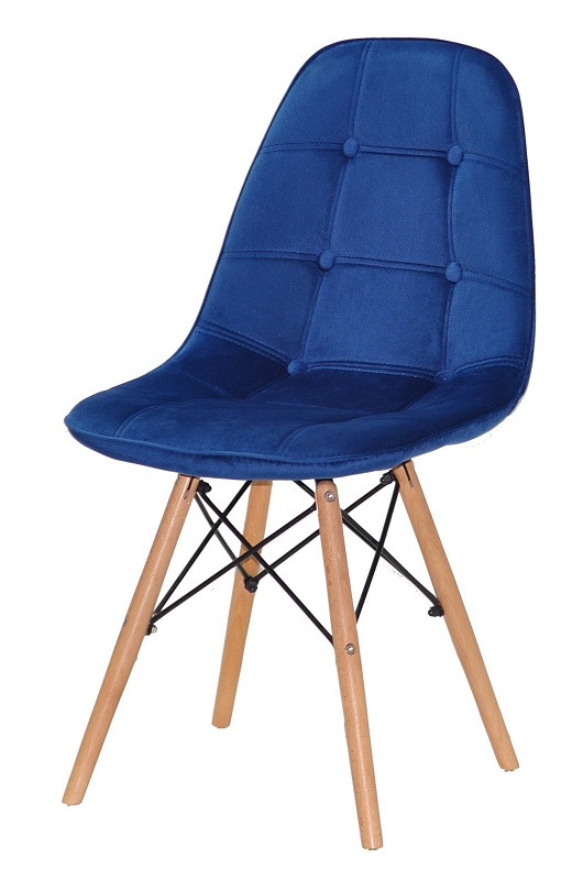 Стул Alex В-6 синий бархат на деревянных ножках, скандинавский стиль, дизайн Charles Eames - фото 3 - id-p1432590101