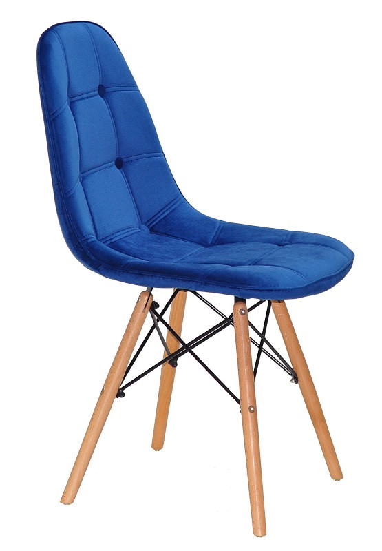 Стул Alex В-6 синий бархат на деревянных ножках, скандинавский стиль, дизайн Charles Eames - фото 4 - id-p1432590101