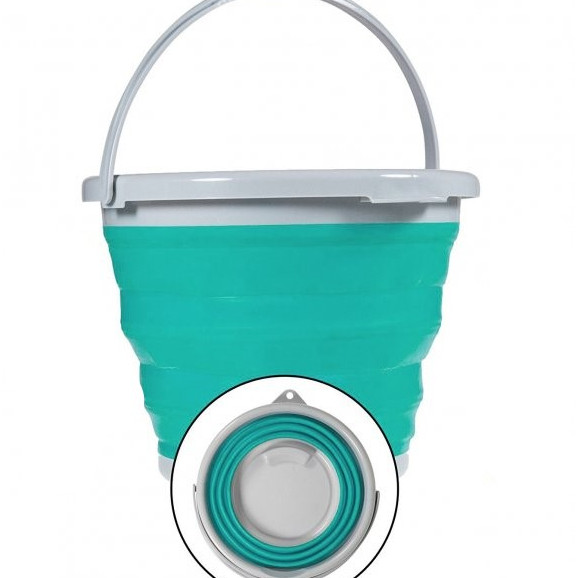 Складное відро Silicon Bucket 5л Бірюзове