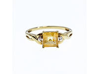 Золотое кольцо с желтым турмалином и бриллиантами