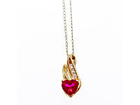 Золотая цепочка с кулоном рубин и бриллиант Сердце