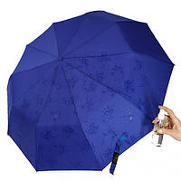 Зонт женский полуавтомат с проявкой с цветами Bellissimo 10 спиц антиветер складной Синий (5186)