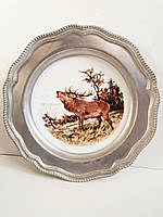 Фарфоровая коллекционная тарелка в олове Kaiser Охота
