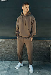 Стильний і зручний спортивний костюм чоловічий оверсайз Staff brown basic oversize коричневий TSH0654