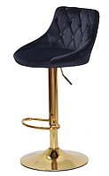 Барный стул Foro SV Button BAR GD-Base черный велюр, на золотой ноге с регулировкой высоты
