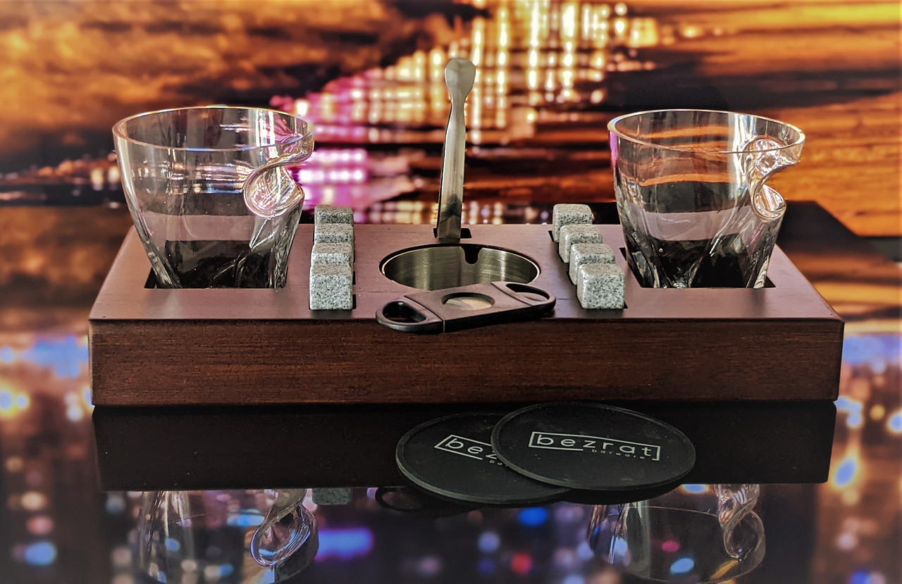 Набір для віскі з келихами для сигар Bezrat Bezrat Old Fashioned Ciger Whiskey Glasses