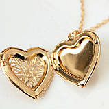 Кулон медальйон у формі серця підвіска золотисте серце, фото 5