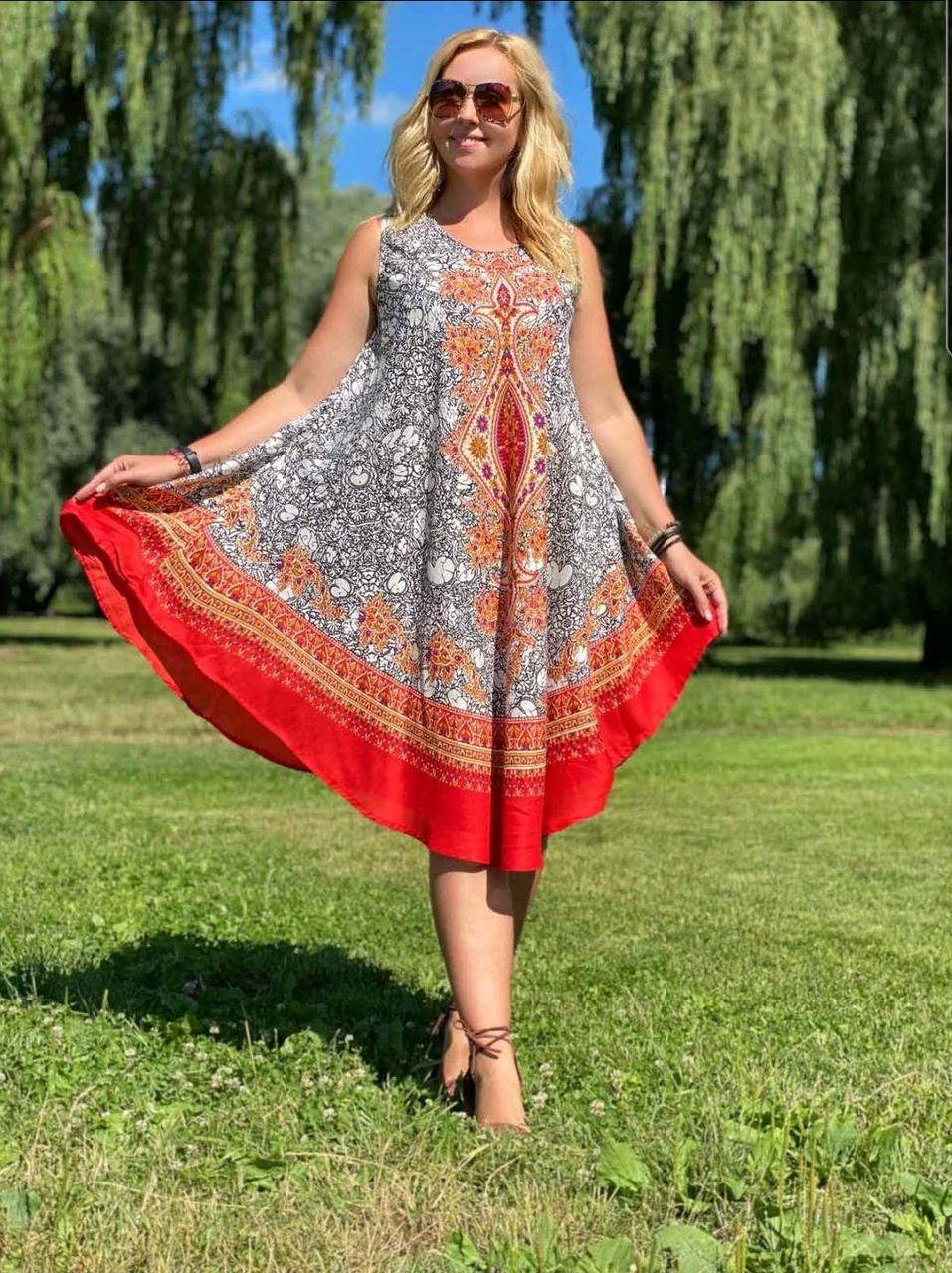 Жіночий сарафан трапеція із натуральної тканини, фото 1