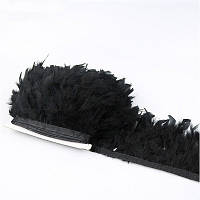Пір'яна тасьма з пір'я індика Колір чорний Перо 10-16см Ціна за 0,5 м
