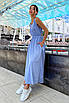 Повсякденне довге блакитне літнє плаття із бавовни, фото 5