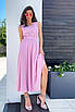 Довге романтичне літнє рожеве плаття із бавовни, фото 7