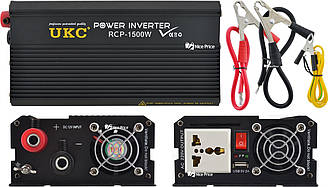 Інвертор перетворювач Професійний UKC 12V-220V RCP-1500W + USB / 4145