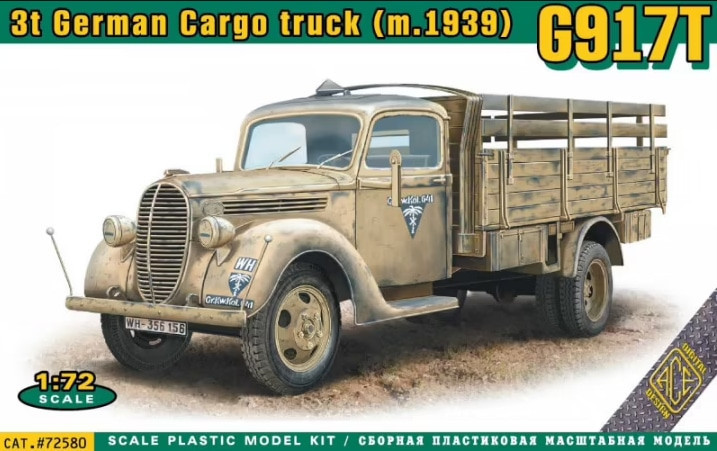 Пластикова модель 1/72 ACE 72580 німецька вантажівка G917T 3t German Cargo truck (mod.1939), фото 1