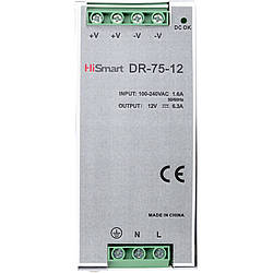 Блок живлення HiSmart 12V, 6.3 A, 75W, DIN