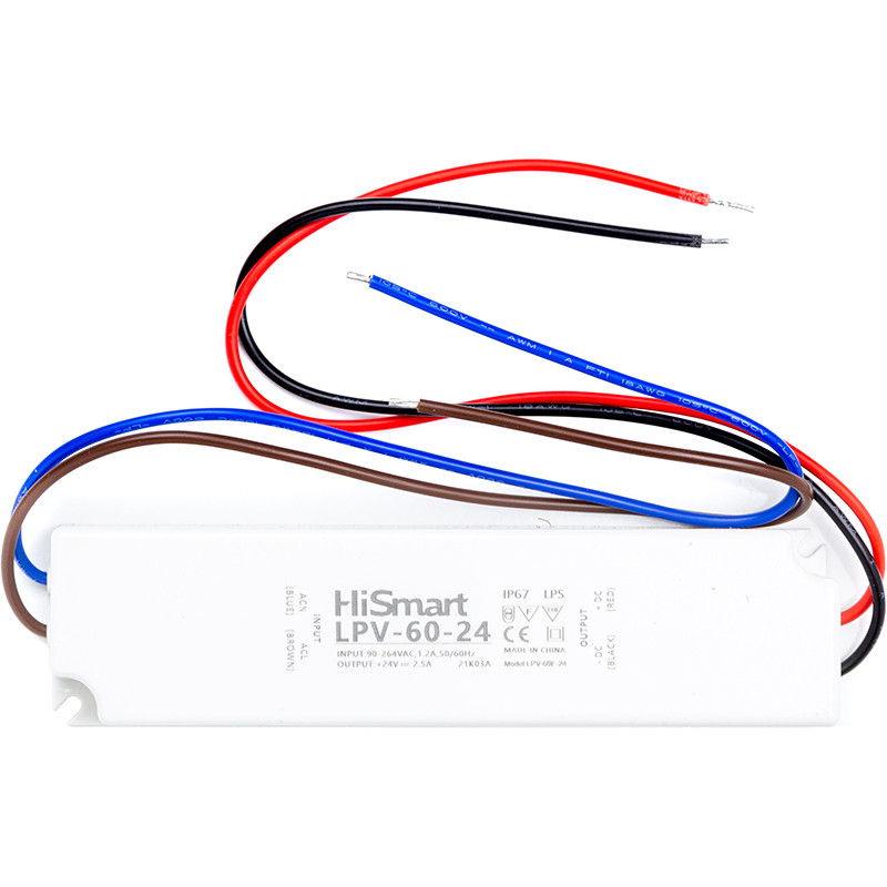 Блок живлення HiSmart 24V, 2.5 А, 60W, IP67