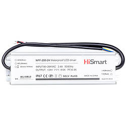 Блок живлення HiSmart 24V, 8.5 A, 200W, PFC, IP67