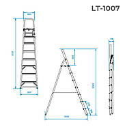 Драбина алюмінієва 7 щаблів INTERTOOL LT-1007, фото 9